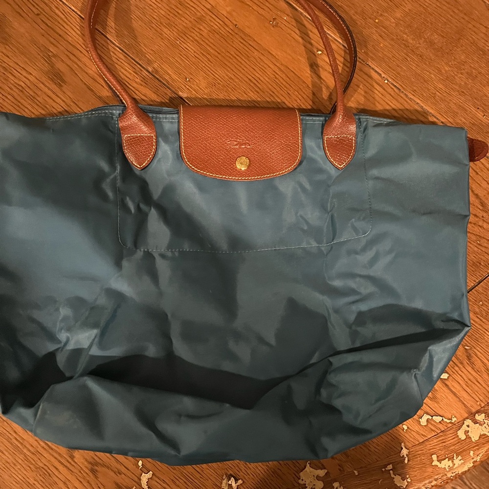 Longchamp Blue and Brown Shoulder Bag